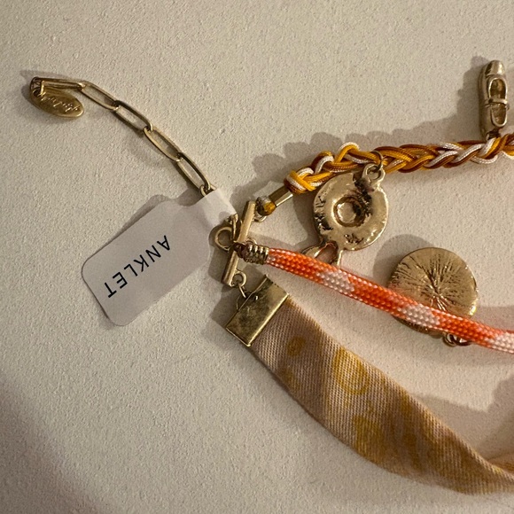 NWT Free People Gold and Orange Charm Bracelet/Anklet - Picture 4 of 7